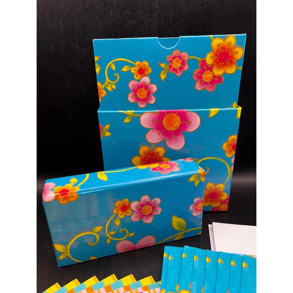 Vtg Set‎ Of 16 Notecards Envelopes In Floral Box Beautiful! Stationery Cards